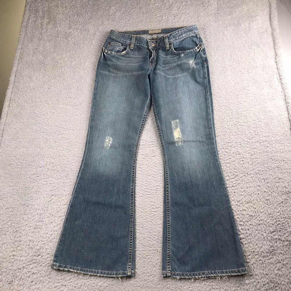 BKE Star Jeans Women 31 Blue Distressed Low Rise Flare Cotton Denim NEW NWT
